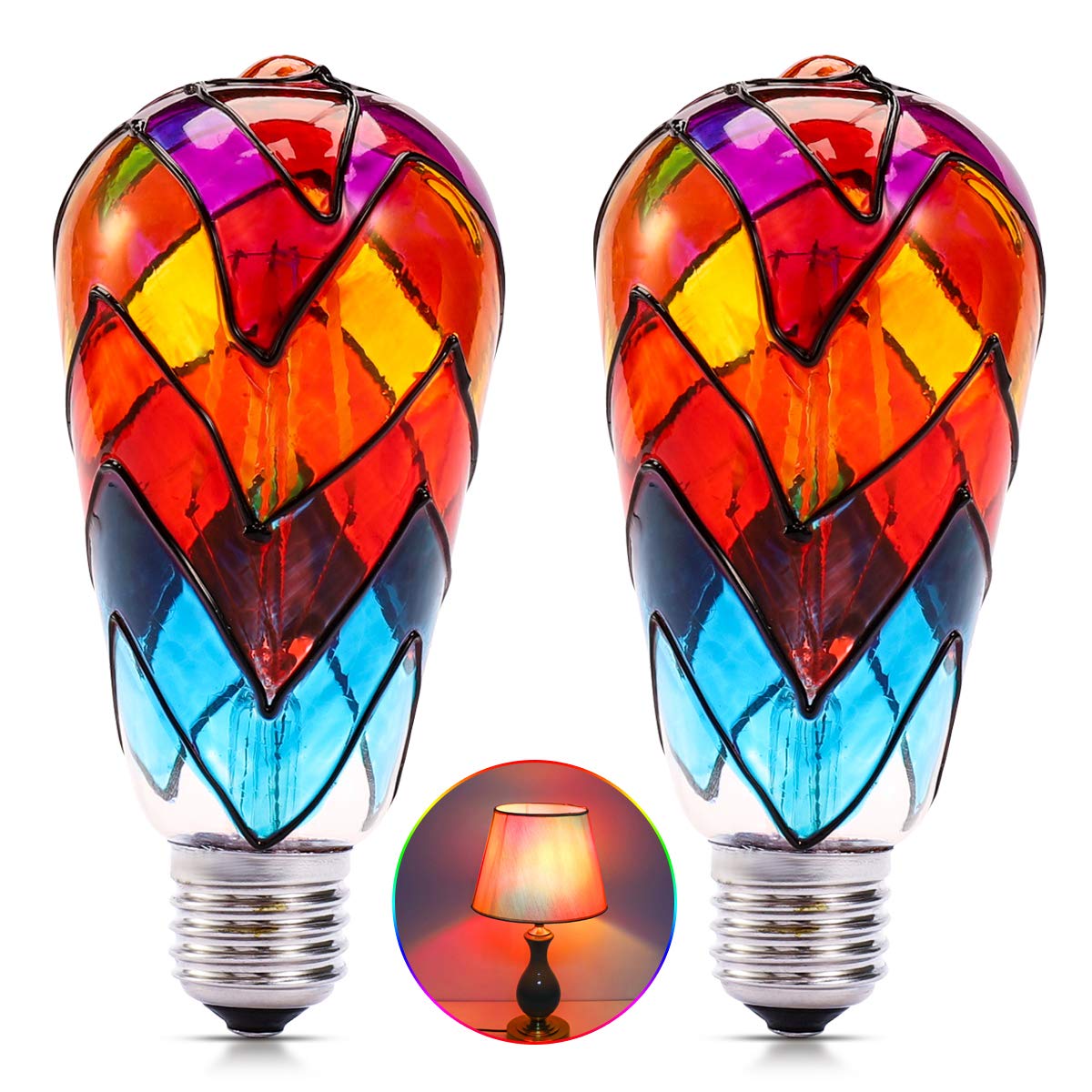 I-SHUNFA Edison Stained Glass LED Light Bulb,6 Watts